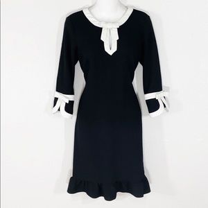 Karl Lagerfeld black white trim keyhole dress